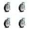 Service Caster 8 Inch Rubber on Aluminum Swivel Caster Set with Roller Bearings and Brakes SCC SCC-30CS820-RAR-TLB-4 - alternate 1